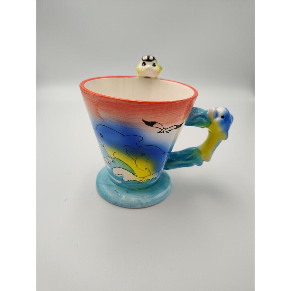 Casa Nova 3D Mug‎ Features: Dolphins- painted unique